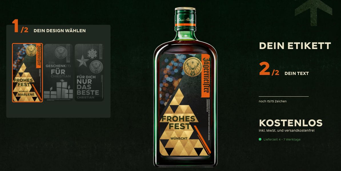 Gratis personalisiertes Jägermeister Etikett (3 Motive) versandkostenfrei bestellen