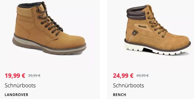 Deichmann Black Week mit 50% Rabatt für Herren - z.B. Landrover Schnürboots 14,99€