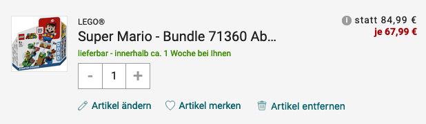 Lego Super Mario Bundle   Abenteuer mit Mario + Bewachte Festung für 67,99€ (statt 86)