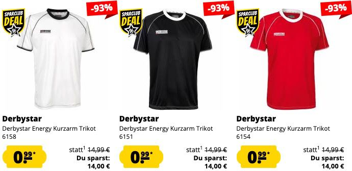 Derbystar Fixpreis Sale für 0,99€ je Artikel zzgl. VSK   z.B. Trainings Shorts oder Trikots