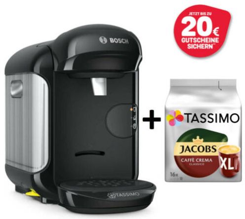 Tassimo Vivy 2 + 20€ Tassimo Gutschein + Caffè Crema Classico XL für 29€