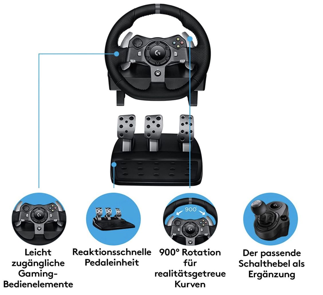 Logitech G920 Driving Force Gaming Rennlenkrad mit Pedalen (Xbox Series X|S und Xbox One/PC/Mac für 209,99€ (statt 244€)