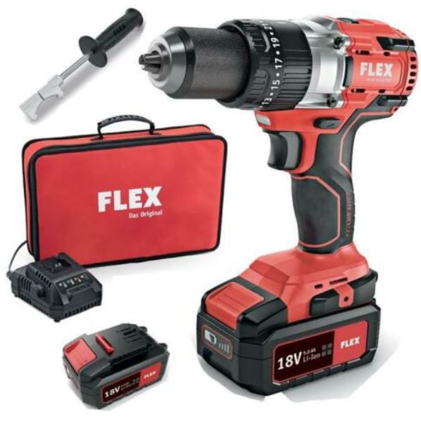 Flex Tools PD 2G 18.0 EC Akku Schlagbohrschrauber + 2 Akkus 5Ah + Tasche für 179,95€ (statt 224€)