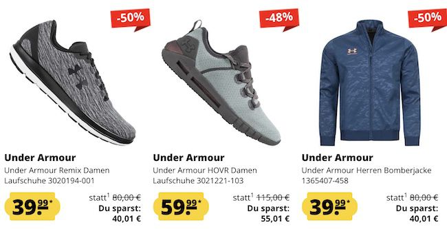 SportSpar: Under Armour Mega Sale ab 15,99€ + 5€ Gutschein