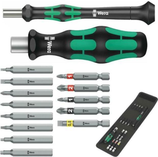 Wera Bit Sortiment 15 tlg. mit Micro  u. Werkstatt Handhalter inkl. Falttasche für 19,90€ (statt 39€)