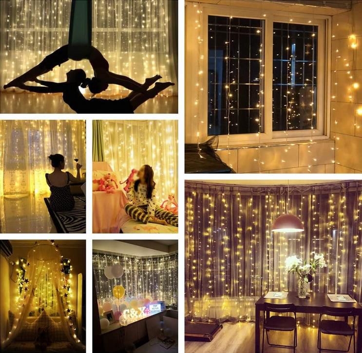 3x3m Lichtervorhang mit 8 Lichtmodi & 300 LEDs mit Stecker für 13,99€ (statt 20€)