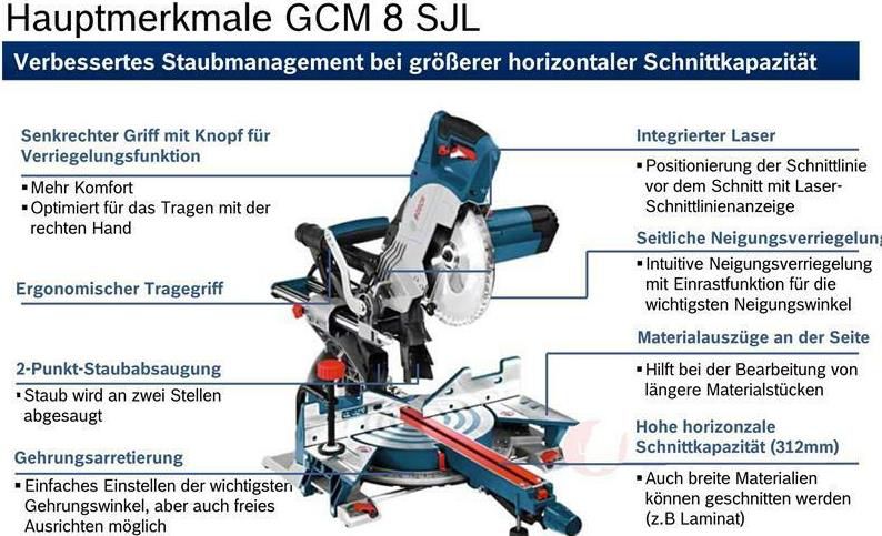 Bosch Kapp  u. Gehrungssäge GCM 8 SJL inkl. Untergestell GTA 2600 für 339€ (statt 399€)