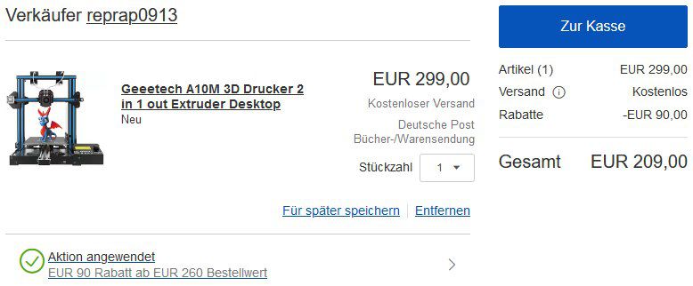 Geeetech A10M 2in1 DualColor 3D Drucker für 209€ (statt 249€)   aus CZ