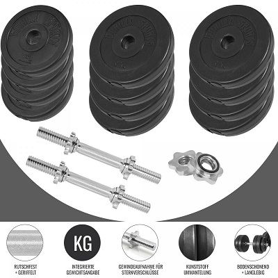 Gorilla Sports Kurzhantelset aus Kunststoff (30 kg) für 39,99€ (statt 54€)