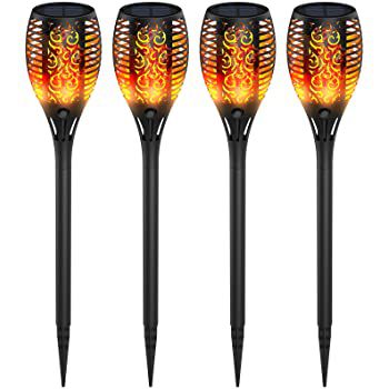 4er Pack: Ruyilam LED Solar Gartenfackeln mit 33 LEDs & Flammeneffekt für 25,34€ (statt 39€)