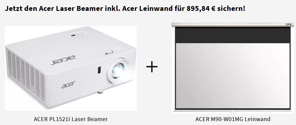 Acer Laser Beamer inkl. Acer Leinwand für 885,84€ (statt 1.097€)