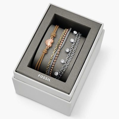 FOSSIL Geschenkset Damen Armbänder Tri Tone aus Edelstahl für je 49€ (statt 70€)