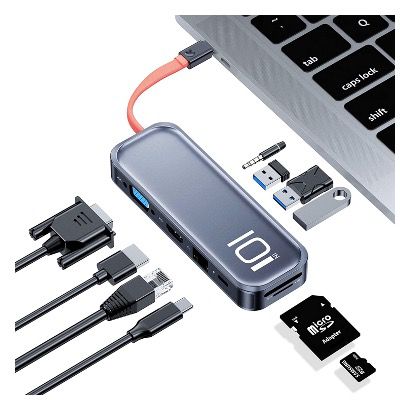 Rock USB C Hub Adapter mit 4K HDMI, VGA, 100W & PD für 34,99€ (statt 70€)