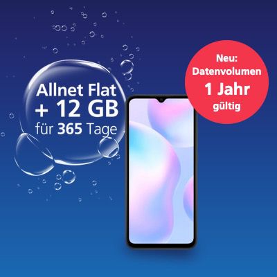 12 Monate O2 Prepaid Allnet Flat inkl. jährlich 12GB LTE mit Xiaomi Redmi 9A nur 119,99€ (Galaxy A20e 149,99€)