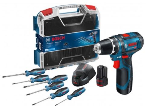 Bosch GSR 12V 15 Akku Bohrschrauber inkl. 6 teiliges Schraubendreher Set für 107,48€ (statt 140€)