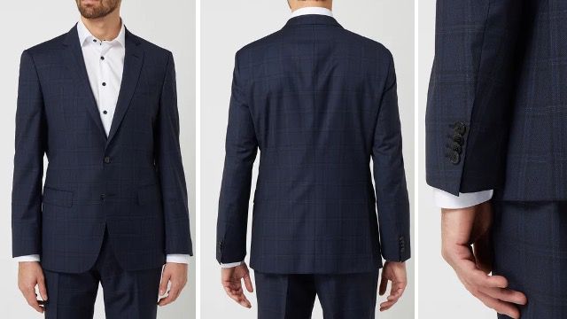 BOSS Slim Fit 2 Knopf Sakko Modell Huge aus Schurwolle in Marineblau für 212,79€ (statt 349€)