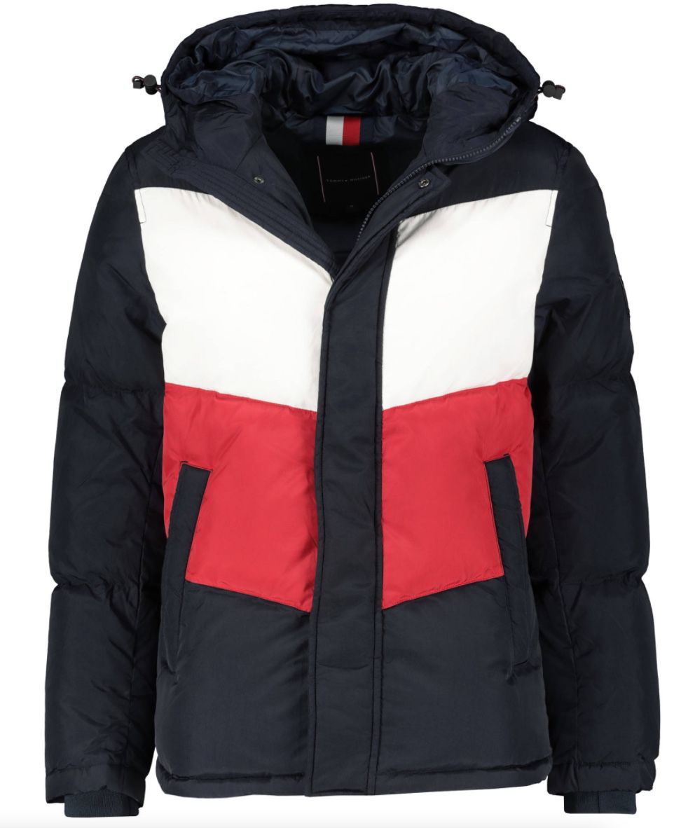 Tommy Hilfiger Color Block Steppjacke in Dunkelblau für 119,50€ (statt 179€)