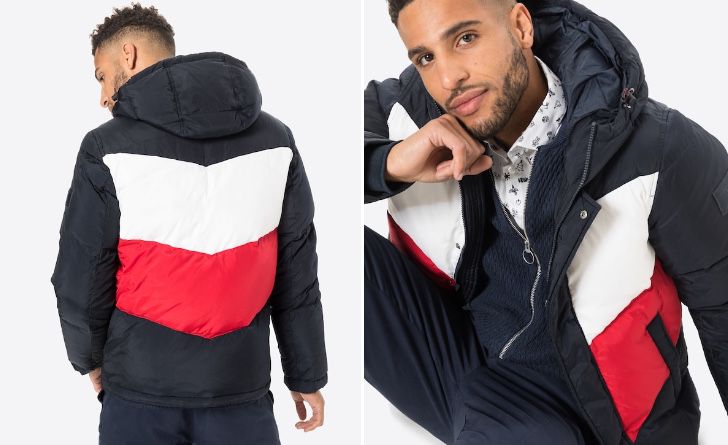 Tommy Hilfiger Color Block Steppjacke in Dunkelblau für 119,50€ (statt 179€)