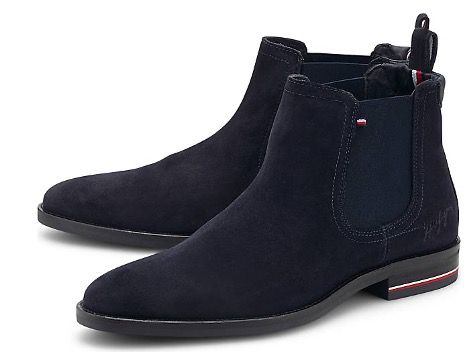 Tommy Hilfiger Chelsea Boots aus Veloursleder in Dunkelblau für 89,19€ (statt 140€)   45 & 46