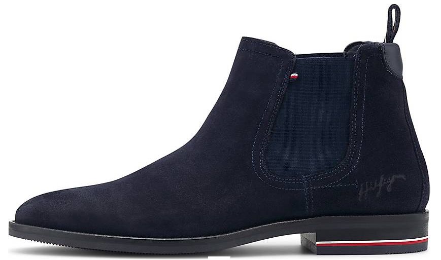 Tommy Hilfiger Chelsea Boots aus Veloursleder in Dunkelblau für 89,19€ (statt 140€)   45 & 46