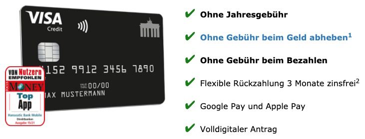 🔥 Schwarze Visa Kreditkarte komplett beitragsfrei (ein Leben lang) + 60€ Startguthaben