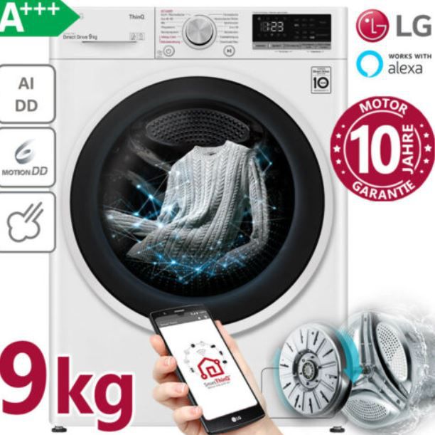 LG F4 VT4W9KG   Ki Waschmaschine mit App & Alexa bis 9kg für 379€ (statt 468€)