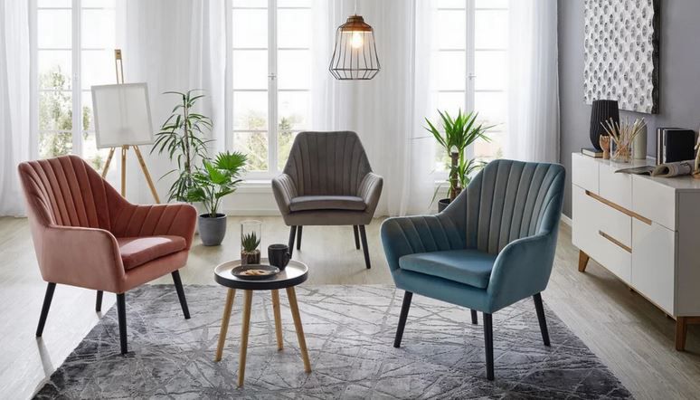 modern Living Sessel mit Samteffekt 3 Farben für je 90€ (statt 129€)