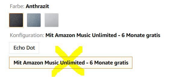 Echo Dot (4. Generation) + Amazon Music Unlimited (6 Monate) für 29,24 (statt 70€)