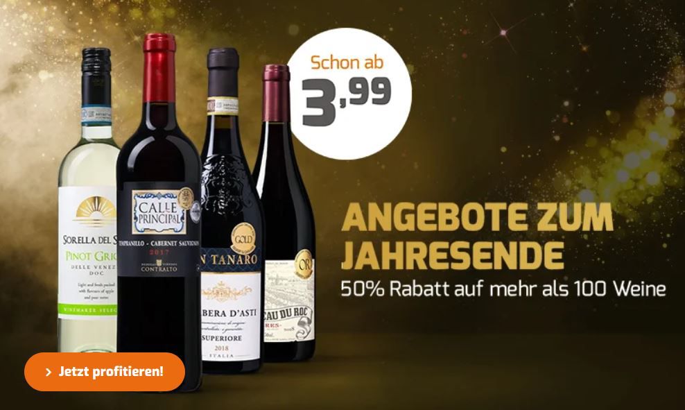 Weinvorteil mit 50% Rabatt auf über 80 ausgewählte Weine