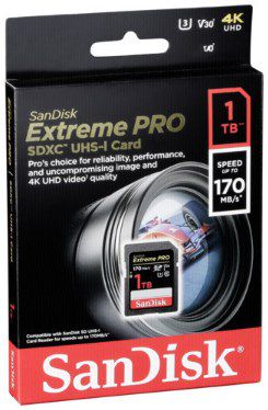 SanDisk Extreme Pro SDXC 1TB Speicherkarte für 199€ (statt 259€)