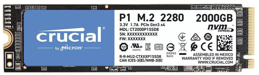 Crucial P1 2TB interne SSD PCIe NVMe M.2 für 139€ (statt 222€)
