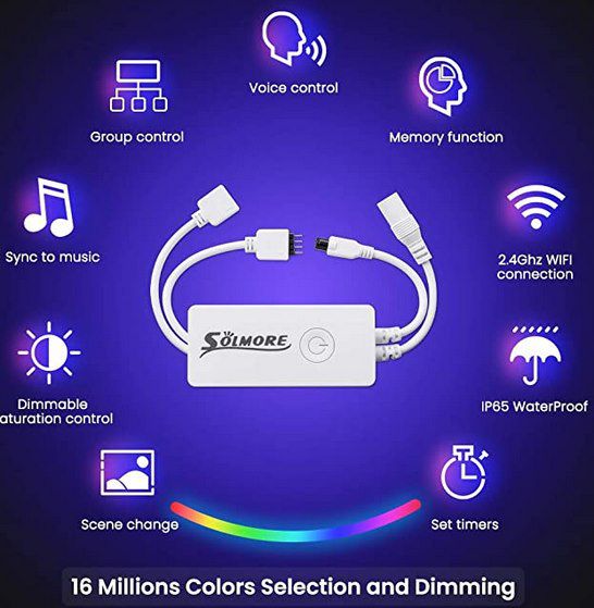 2x 5m Solmore LED Streifen mit 150 LEDs inkl. App Steuerung & Fernbedienung für 11,99€ (statt 30€)