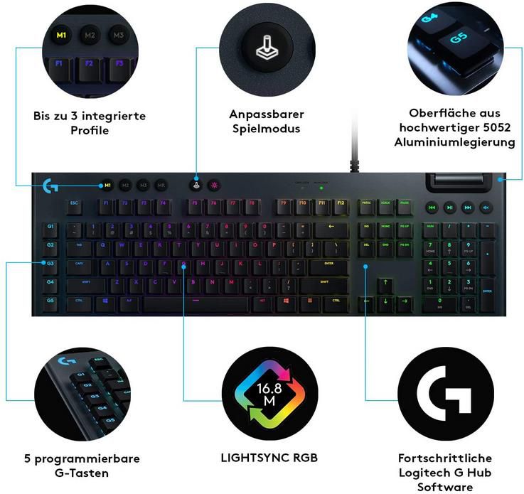 Logitech G815 mechanische RGB Tastatur mit flachem Profil für 89,99€ (statt 124€)