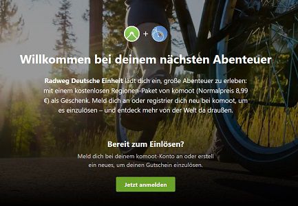 Komoot: Auf dem Radweg Deutsche Einheit ein Regionen Paket gratis (statt ab 9€)