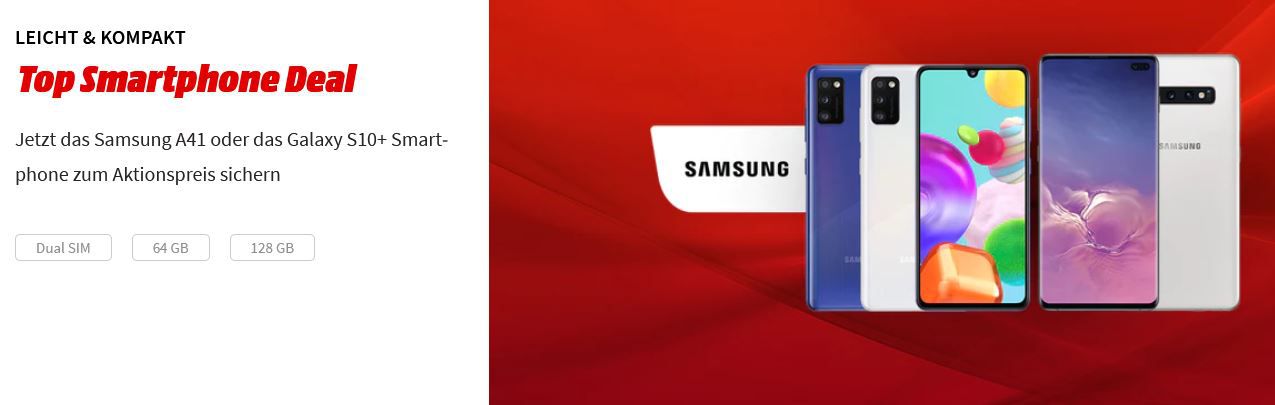 Media Markt + Saturn Top Smartphone Deals   z.B. SAMSUNG Galaxy S10+ 128GB für 434,51€ (statt 565€)