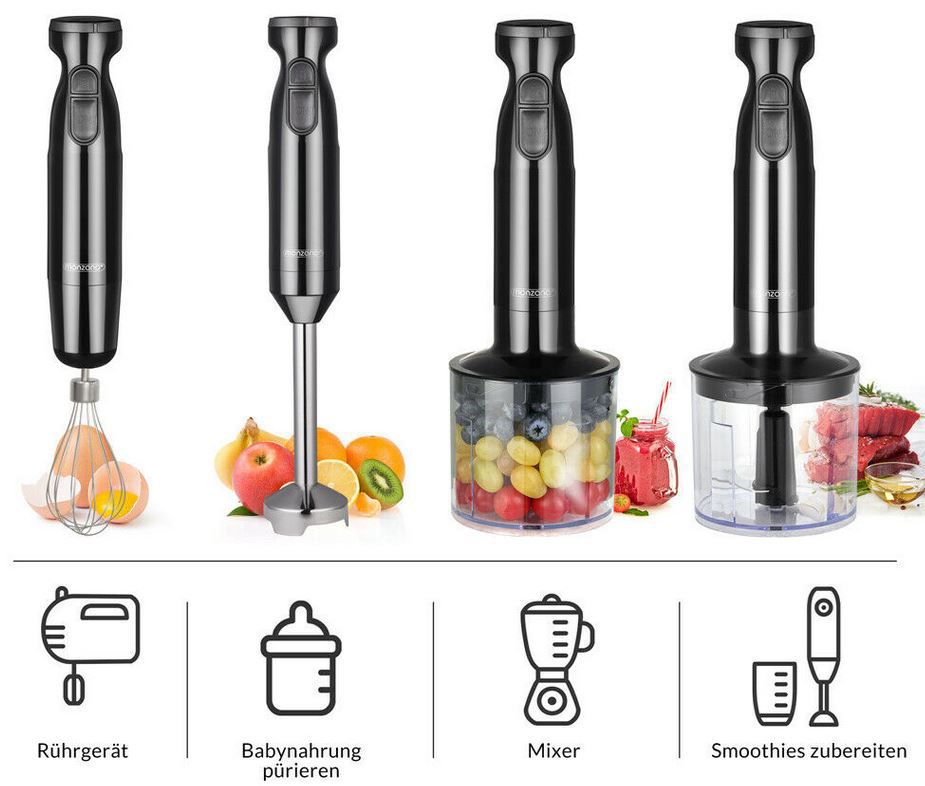 Monzana 3in1 Stabmixer 1000W mit Zubehör für 28,95€ (statt 33€)