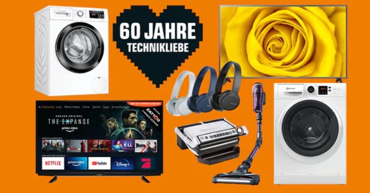 60 Jahre Saturn Technikliebe: z.B. LG F14 Waschtrockner (8 kg / 5 kg, 1400 U/Min.) für 525€ (statt 599€)