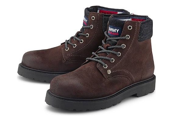 Tommy Jeans Schnür Leder Boots in Mittelbraun für 63,71€ (statt 90€)