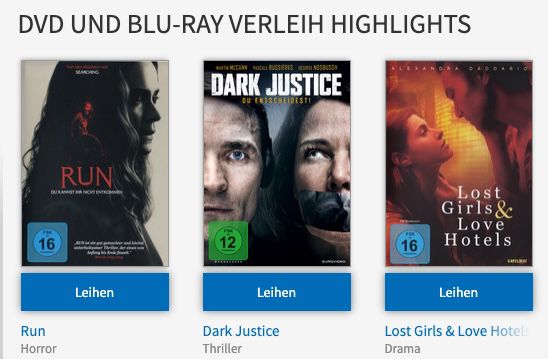 Videobuster: 2 Filme auf Blu ray oder DVD für 2,99€ ausleihen