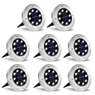 8x FLOWood Solar Bodenleuchte mit je 8 LEDs wasserdicht aus Edelstahl für 16,79€ (statt 24€)   Prime