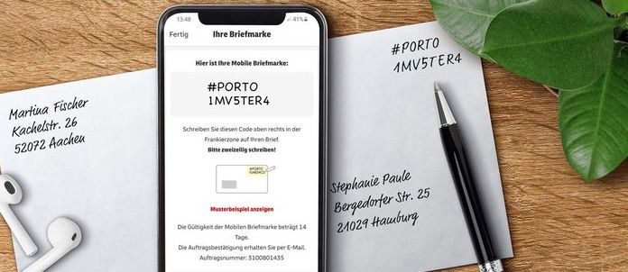 Die mobile Briefmarke der Deutschen Post   über die Post & DHL App ohne Registrierung