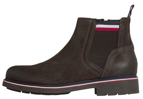 Tommy Hilfiger Corporate Elastic Suede Chelsea Boots in Blau oder Braun für 76€ (statt 120€)