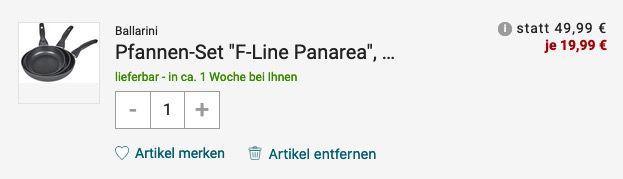 Ballarini F Line Panarea Pfannen Set 3 teilig für 25,94€ (statt 64€)