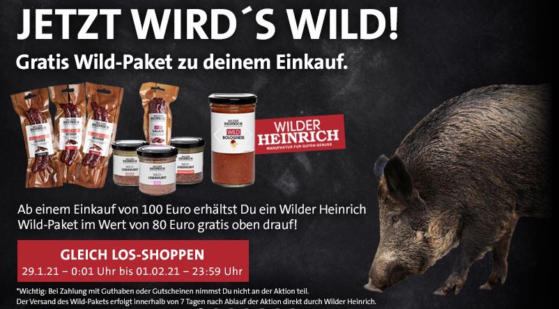 Kreutzers: gratis Wild Paket im Wert von 80€ bei Bestellungen ab 100€ + gratis Prime Mitgliedschaft (20% Rabatt auf alles)