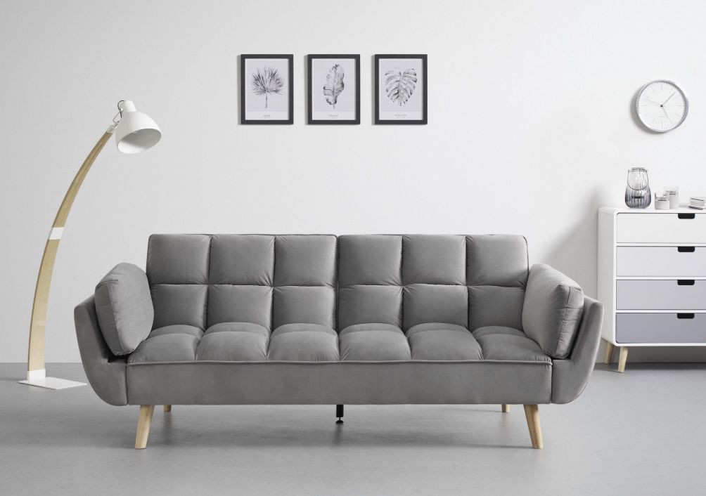 Bessagi Cora Echtholz Sofa in Blau, Grau und Grün (214x92cm) für 239€ (statt 299€)