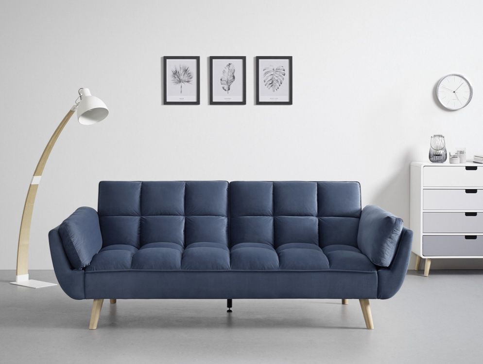Bessagi Cora Echtholz Sofa in Blau, Grau und Grün (214x92cm) für 239€ (statt 299€)