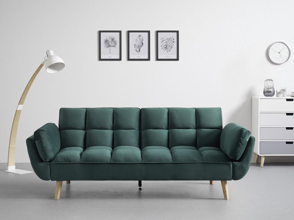 Bessagi Cora Echtholz Sofa in Blau, Grau und Grün (214x92cm) für 239€ (statt 299€)