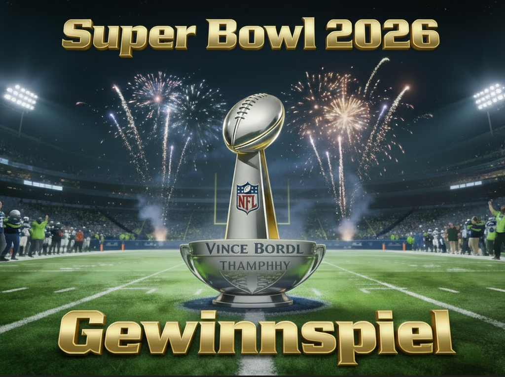 🏈🏆Super Bowl 2026 Gewinnspiel – Sieger tippen: 1 von 5 je 25€ Amazon Gutscheinen gewinnen!