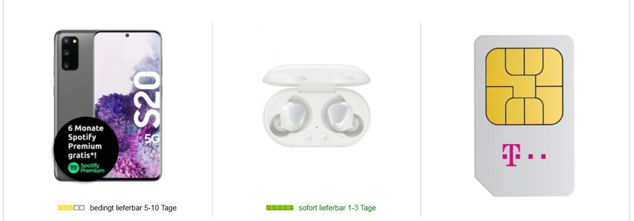 Samsung Galaxy S20 5G + Galaxy Buds für 49€ +Telekom AllNet 12GB Flat für 44,95€ mtl.   nur Telekom DSL Kunden