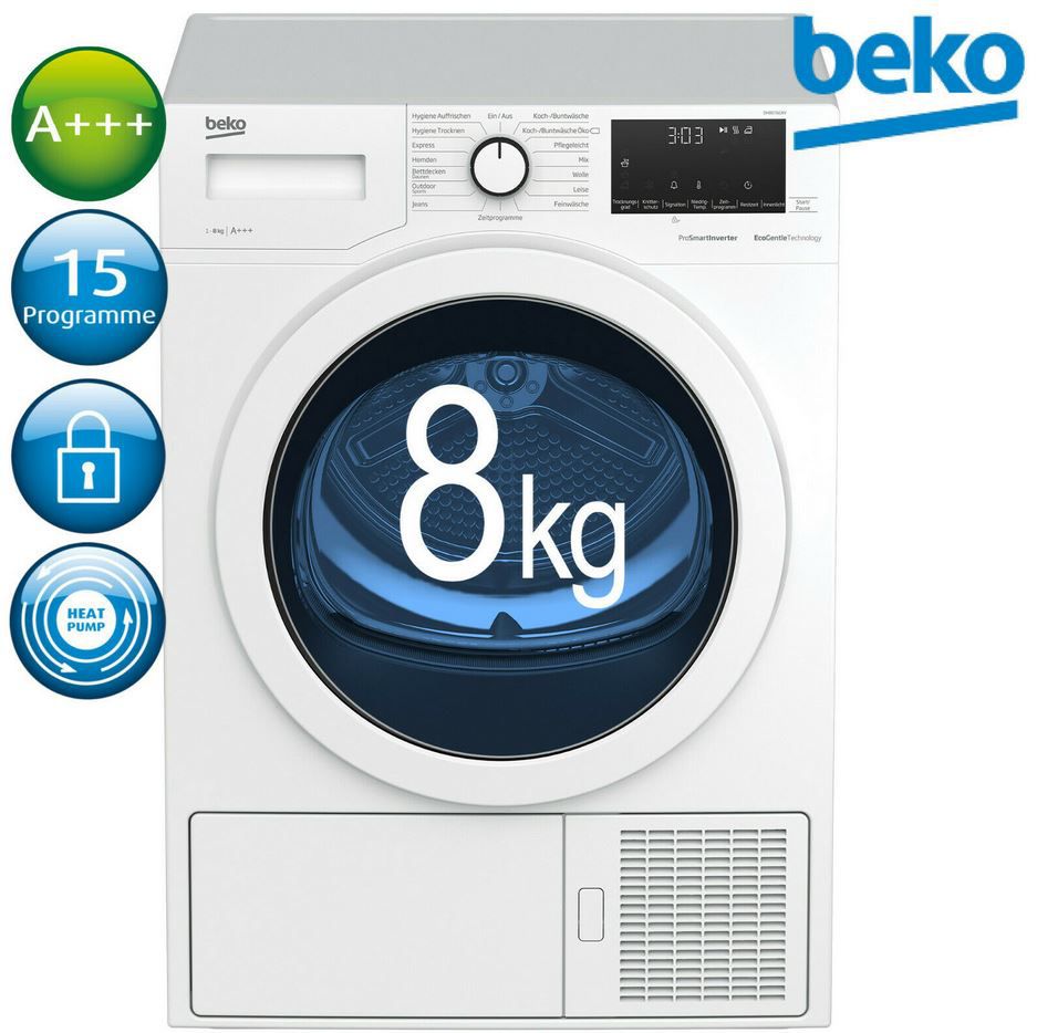 Beko DH85T6GX Wärmepumpentrockner 8kg für 379,99€ (statt 470€)